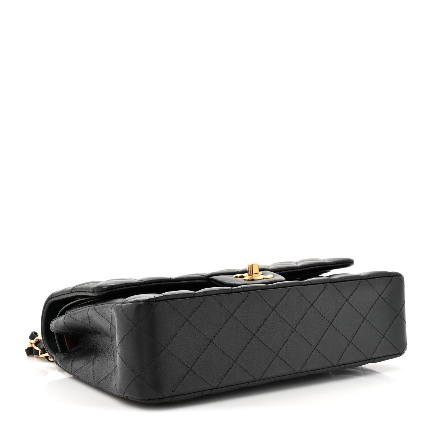 Lambskin Quilted Small Double Flap Black