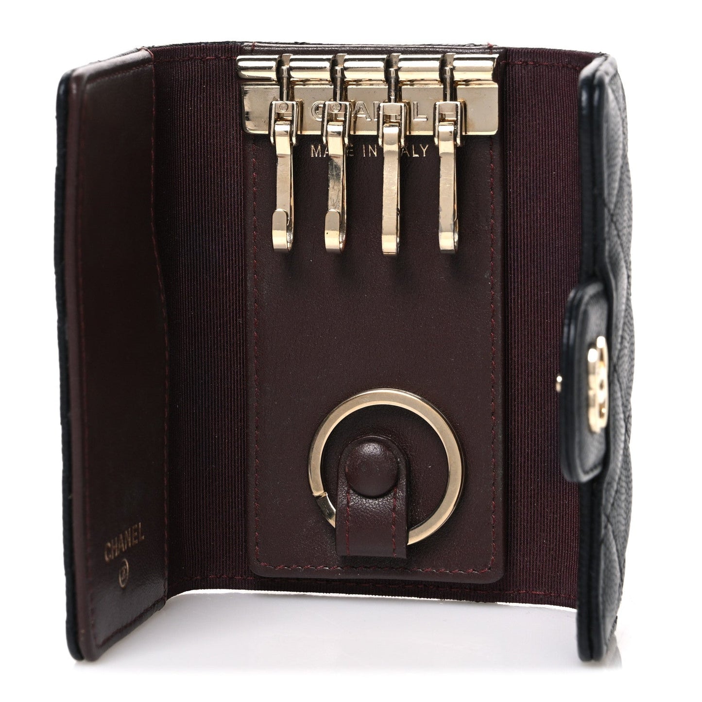 Caviar Quilted Classic 4 Key Holder Wallet Black