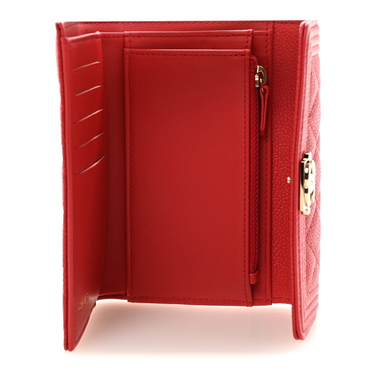 Caviar Quilted Medium Boy Flap Wallet Red