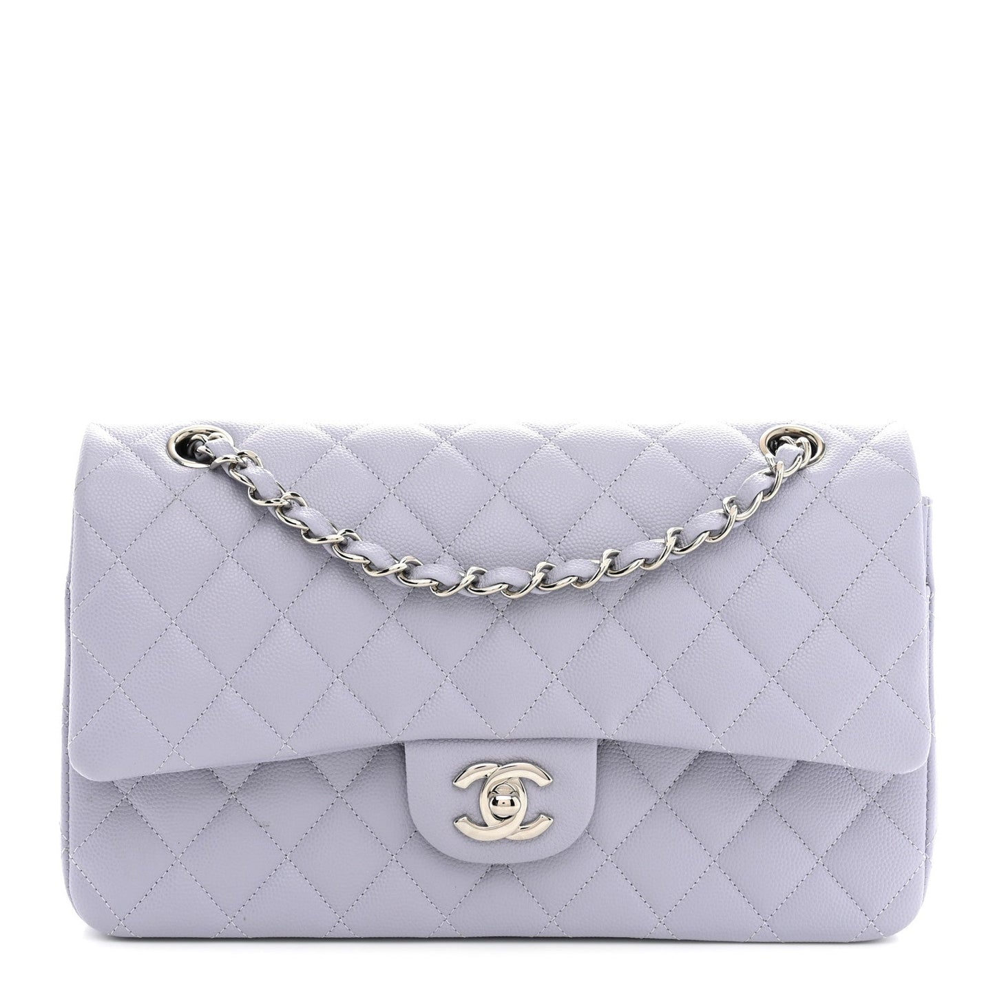 Caviar Quilted Medium Double Flap Light Purple
