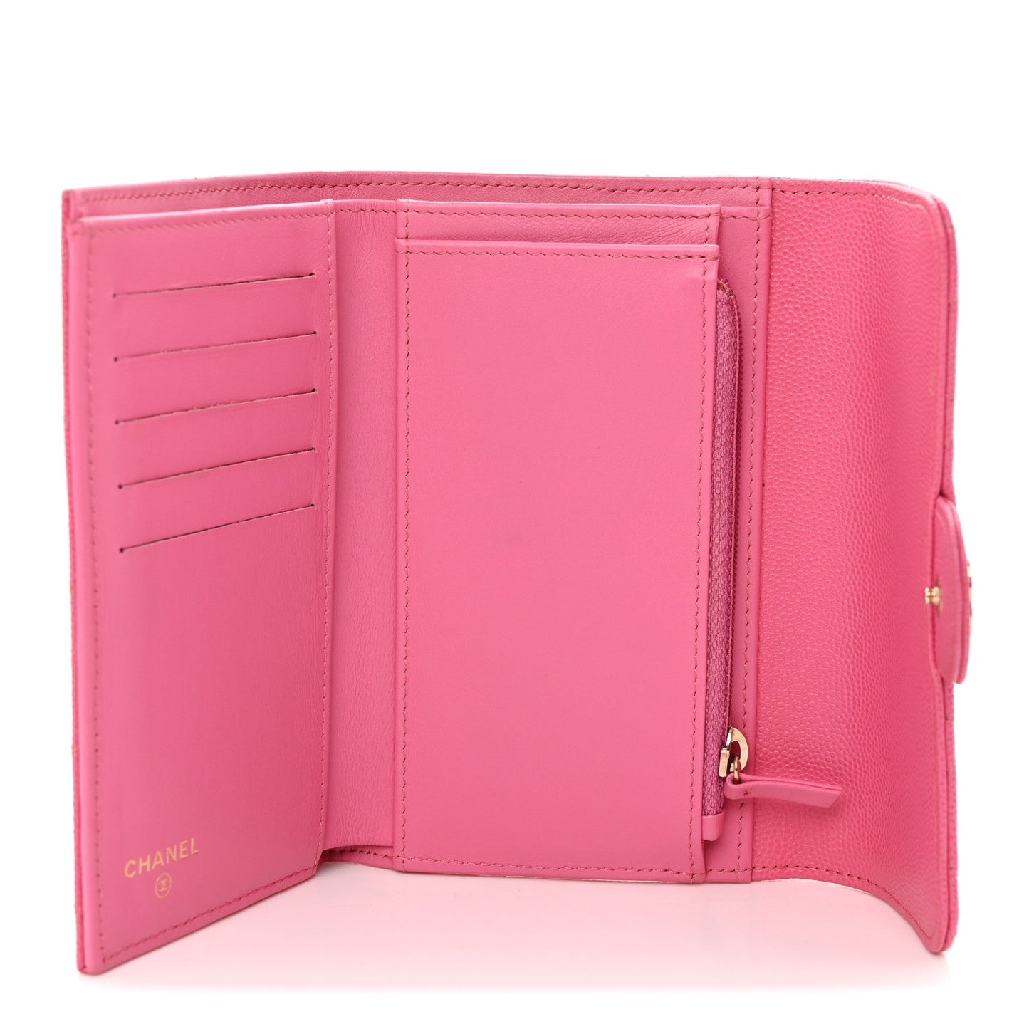 Caviar Quilted Medium Flap Wallet Pink