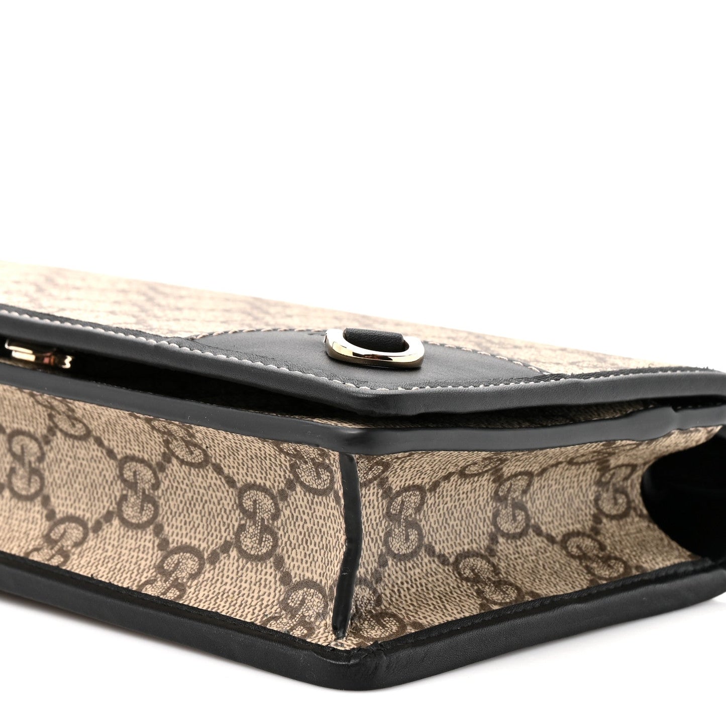 GG Emblem Monogram Wallet With Strap Beige Ebony Black