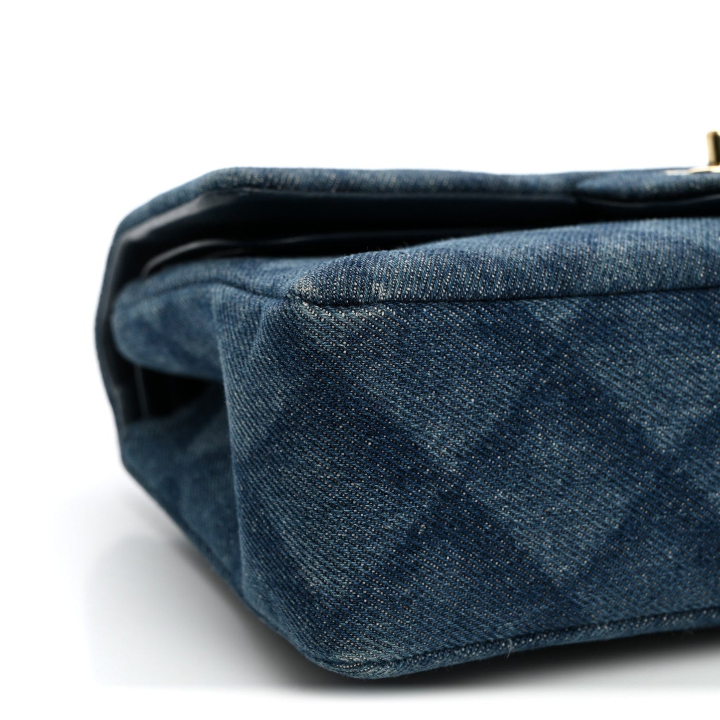 Printed Denim Quilted Small Double Flap Light Blue