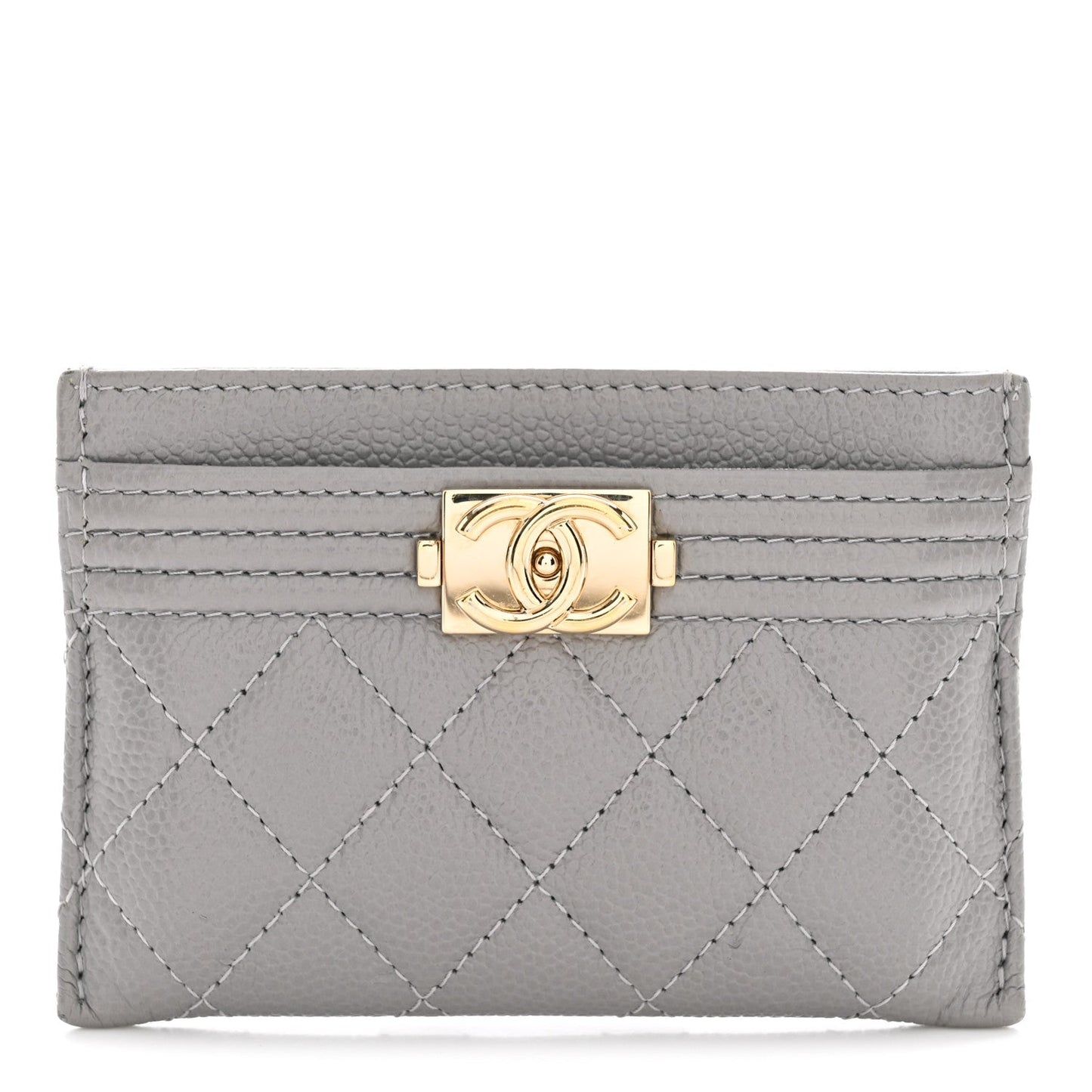 Caviar Quilted Boy Card Holder Grey Grey