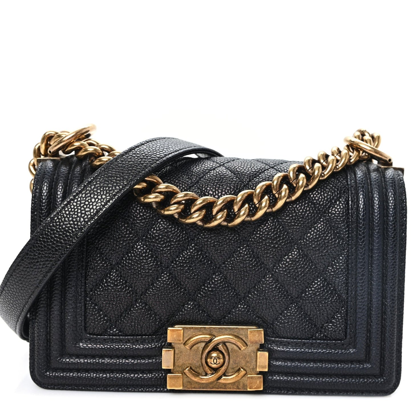 Caviar Quilted Small Boy Flap Black