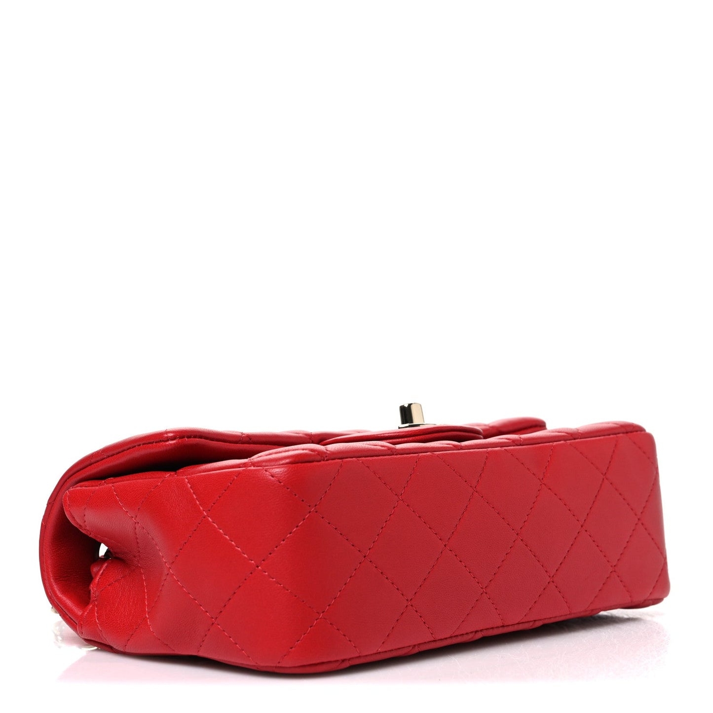 Lambskin Quilted Mini Rectangular Flap Red