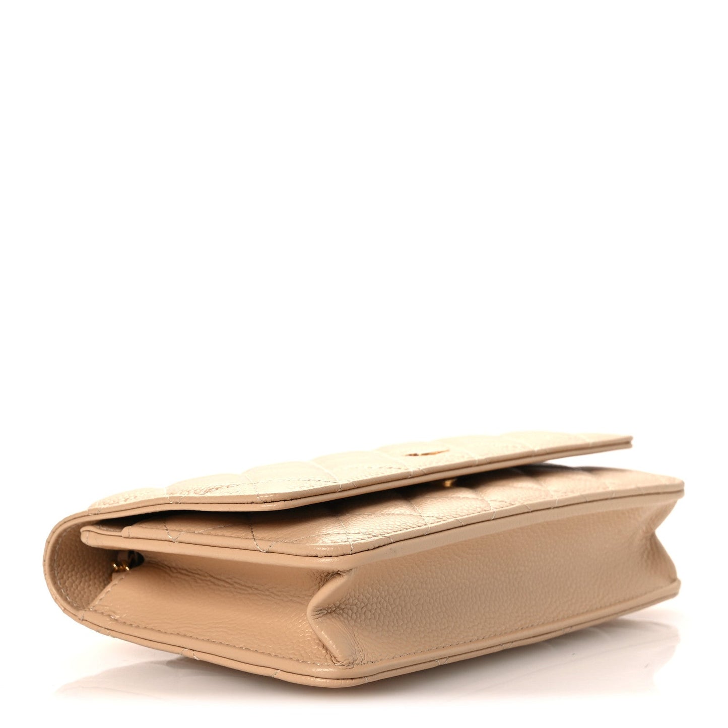 Caviar Quilted Wallet on Chain WOC Beige