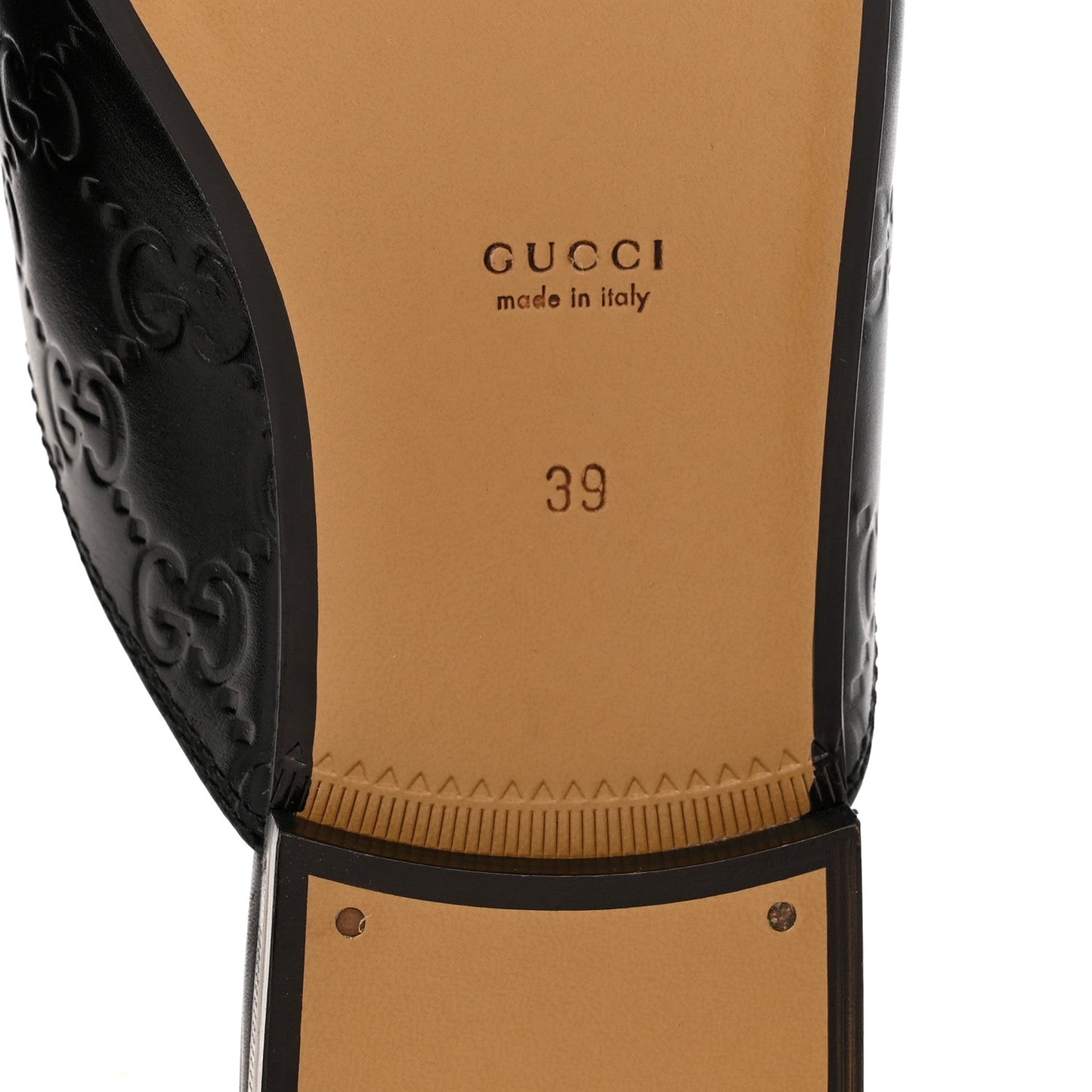 Glamour Calfskin Guccissima Womens Princetown Slippers 39 Black