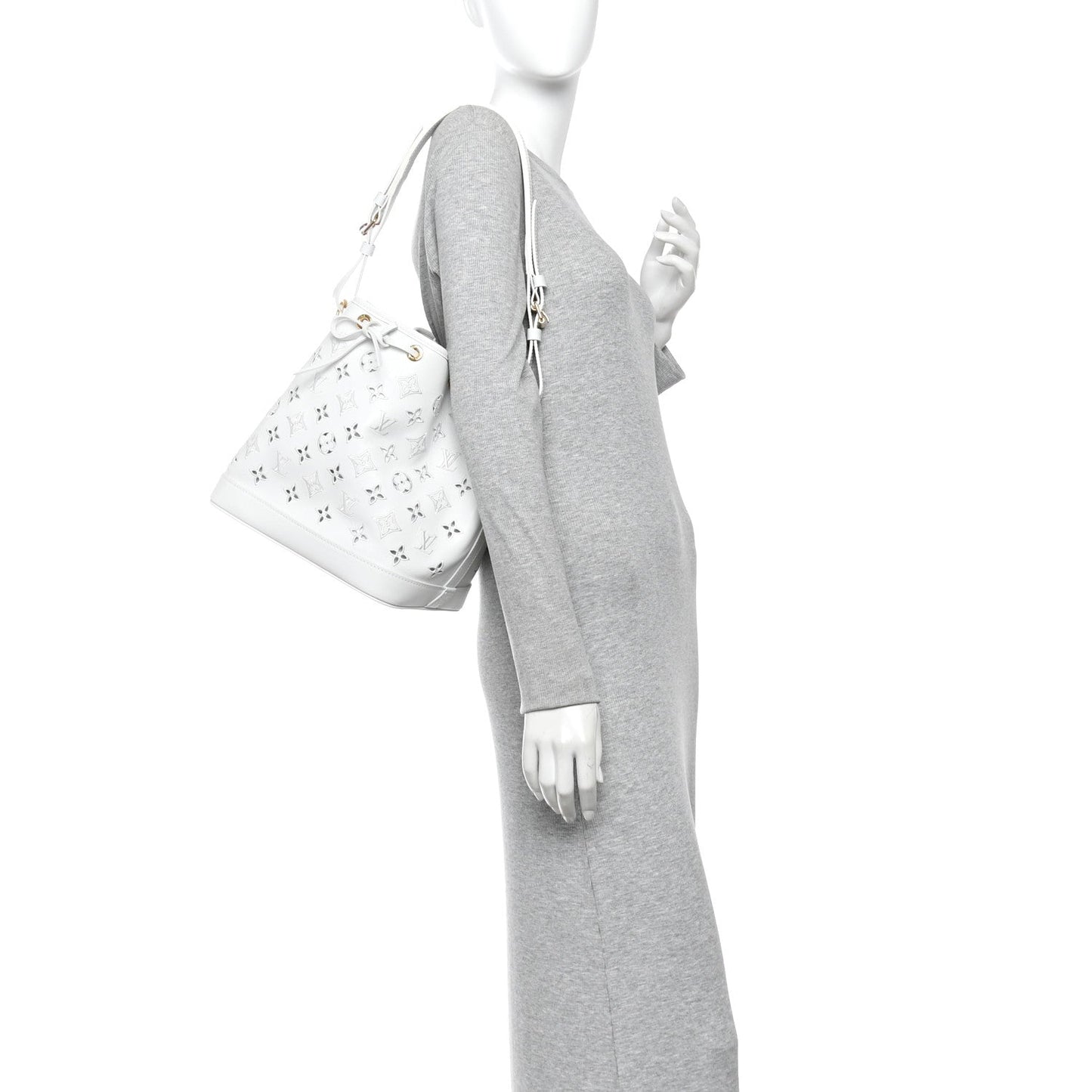 Calfskin Monogram Cutout Petit Noe White
