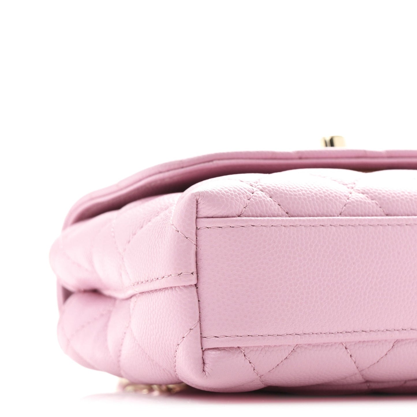 Caviar Quilted Coco Handle Clutch With Chain Pink