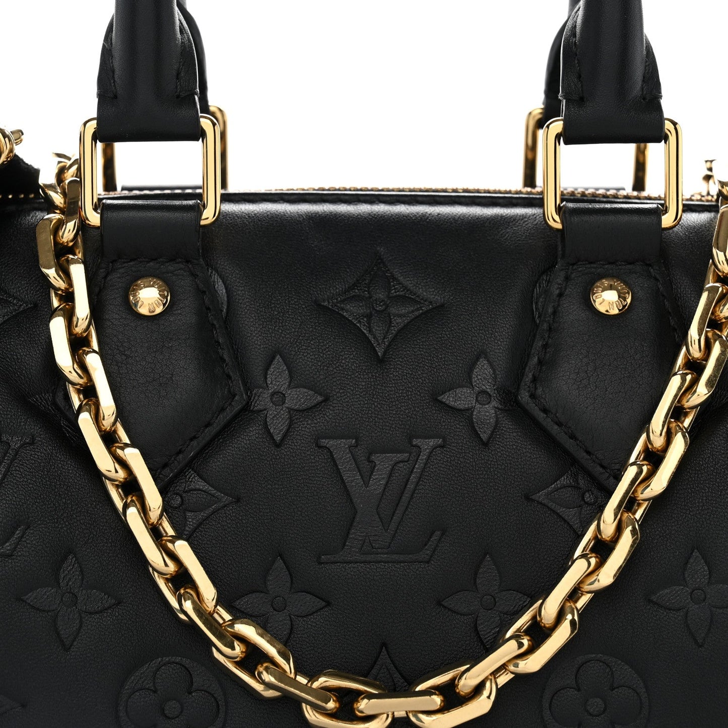 Lambskin Embossed Monogram Speedy 22 Bandouliere Black