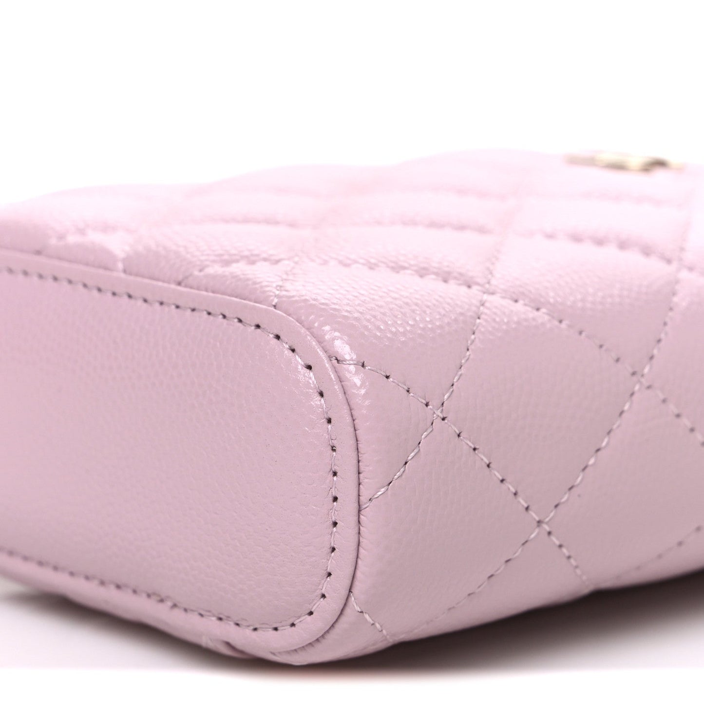 Caviar Quilted Small Vertical Coco Beauty Vanity Case With Chain Light Pink