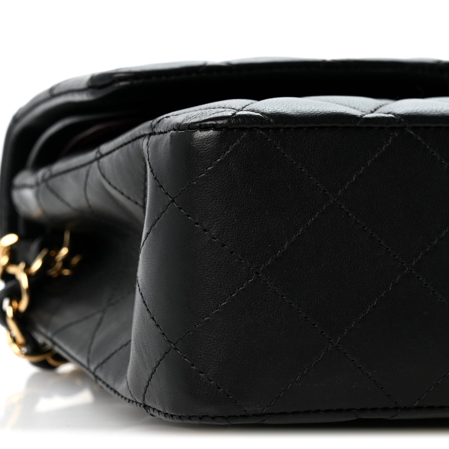 Lambskin Quilted Medium Double Flap Black