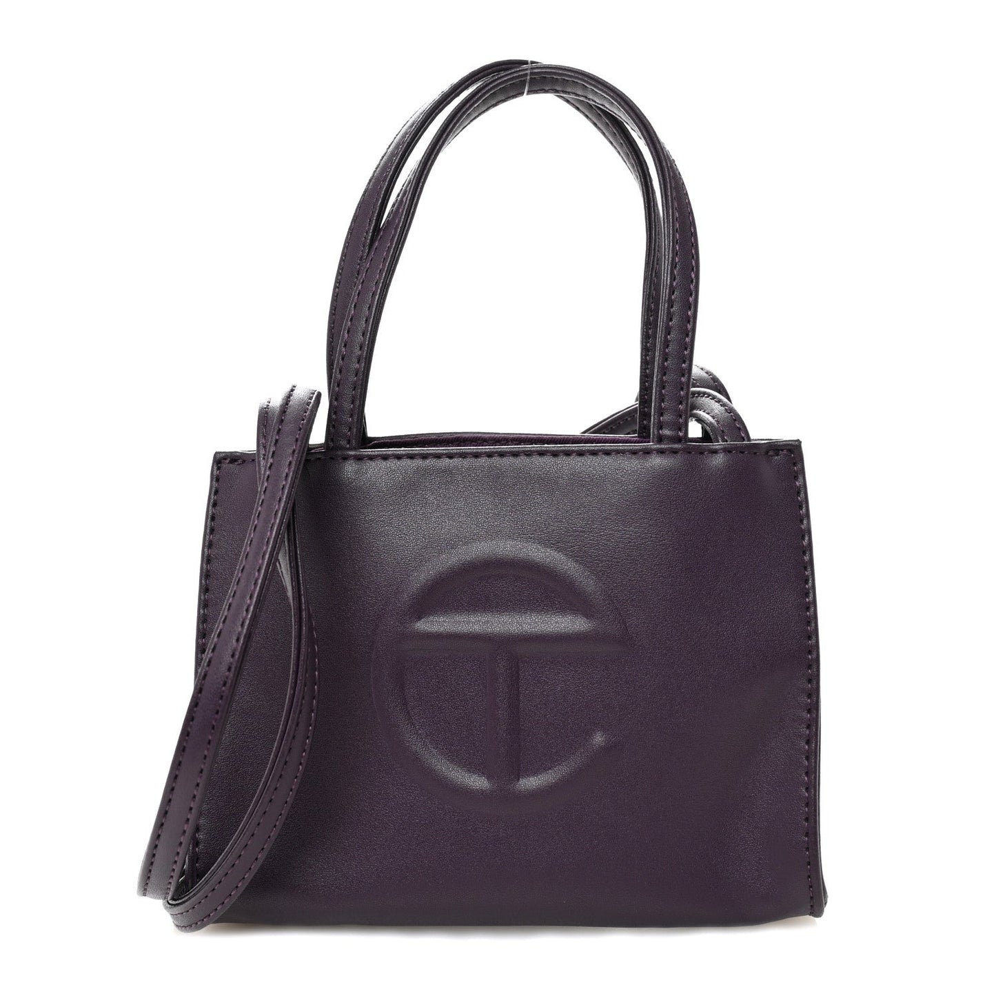 Vegan Leather Small Shopping Bag Eggplant
