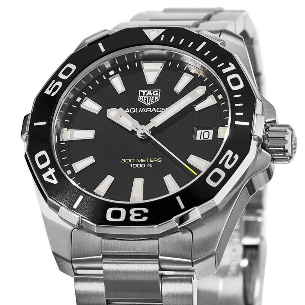 Tag Heuer Aquaracer Black Dial Silver Steel Strap Watch for Men - WAY111A.BA0928