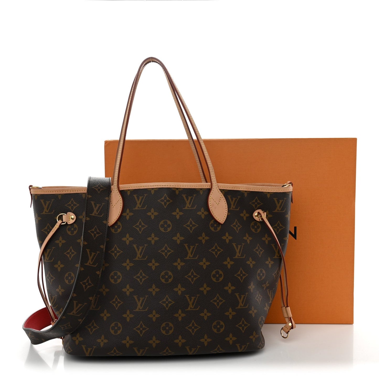 Monogram Inside Out Neverfull Bandouliere MM Rouge Sari