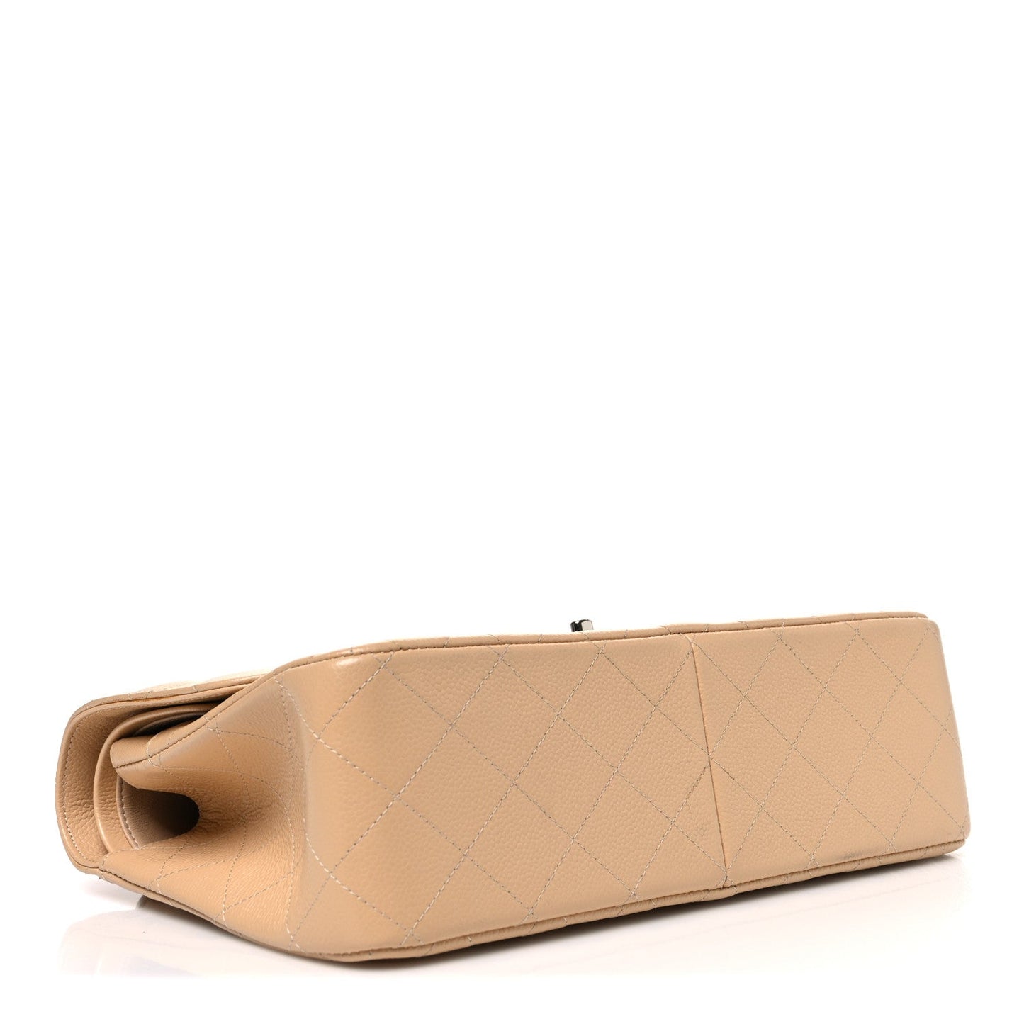Caviar Quilted Jumbo Double Flap Beige
