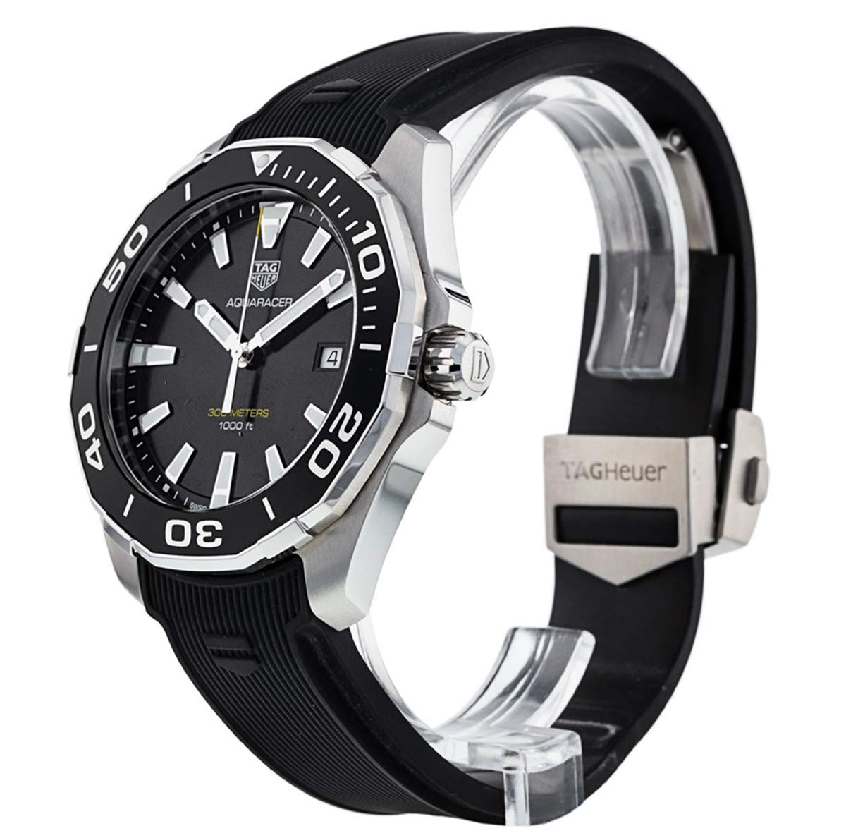 Tag Heuer Aquaracer Black Dial Black Rubber Strap Watch for Men - WAY111A.FT6151
