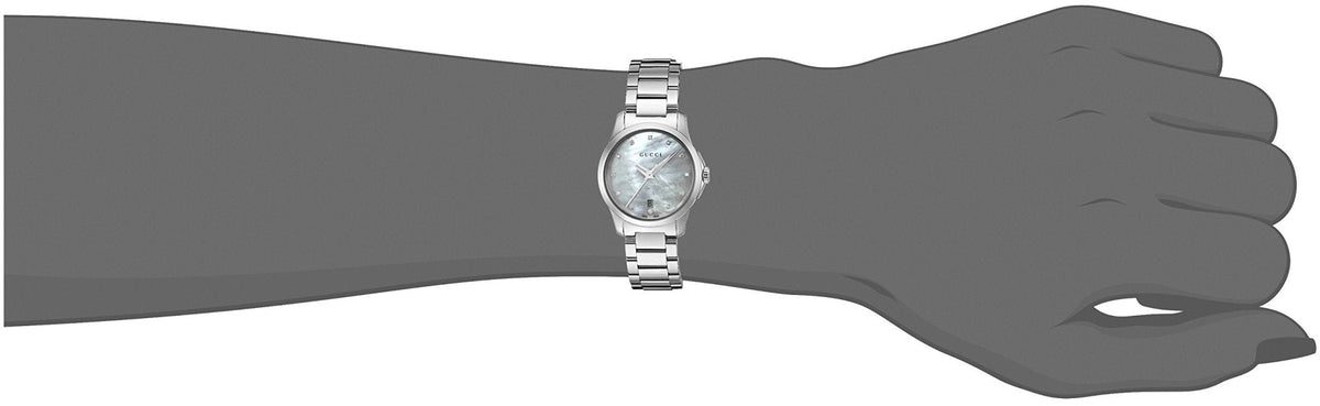 Gucci G Timeless Diamonds Mother of Pearl Dial Silver Steel Strap Watch For Women - YA126542