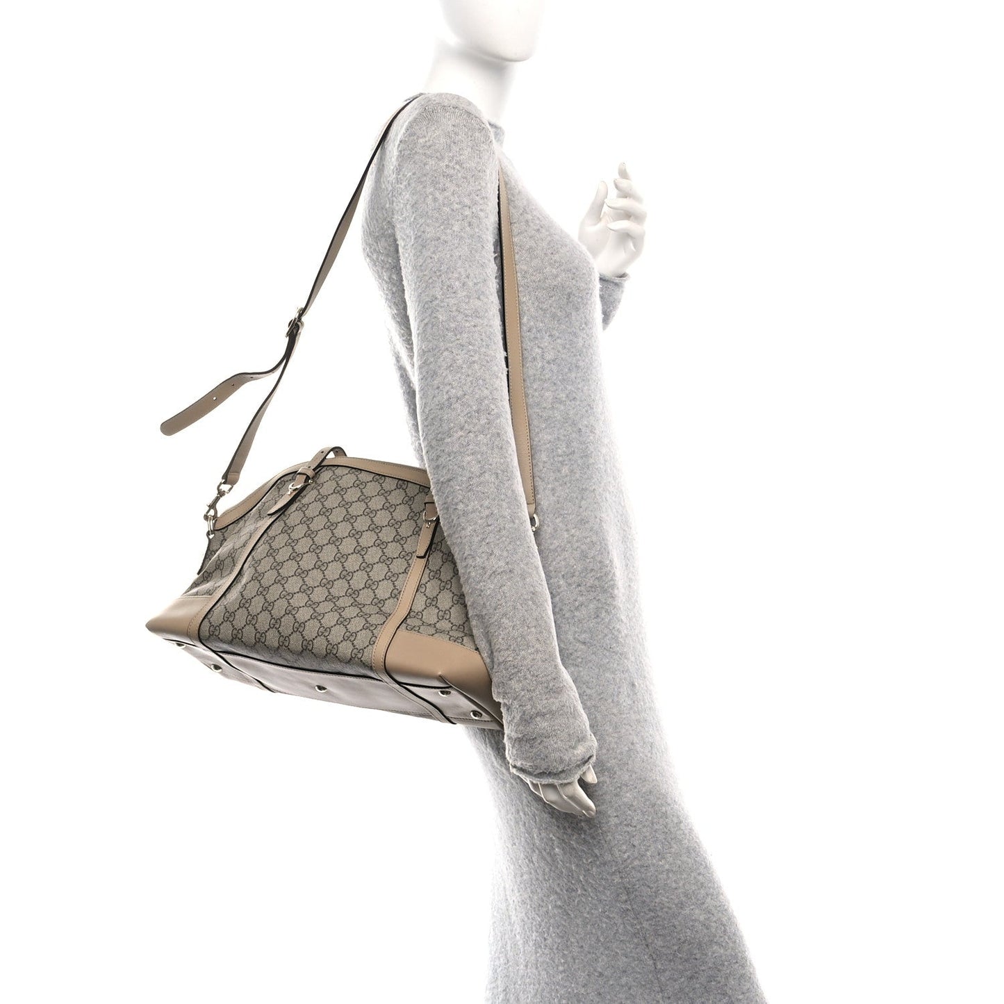 GG Supreme Monogram Medium Nice Top Handle Dome Bag Beige