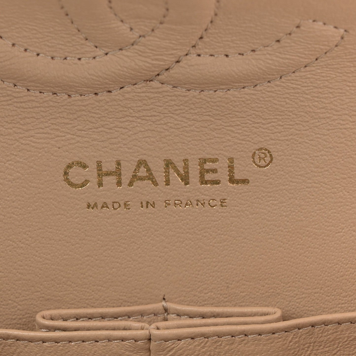Caviar Quilted Medium Double Flap Beige