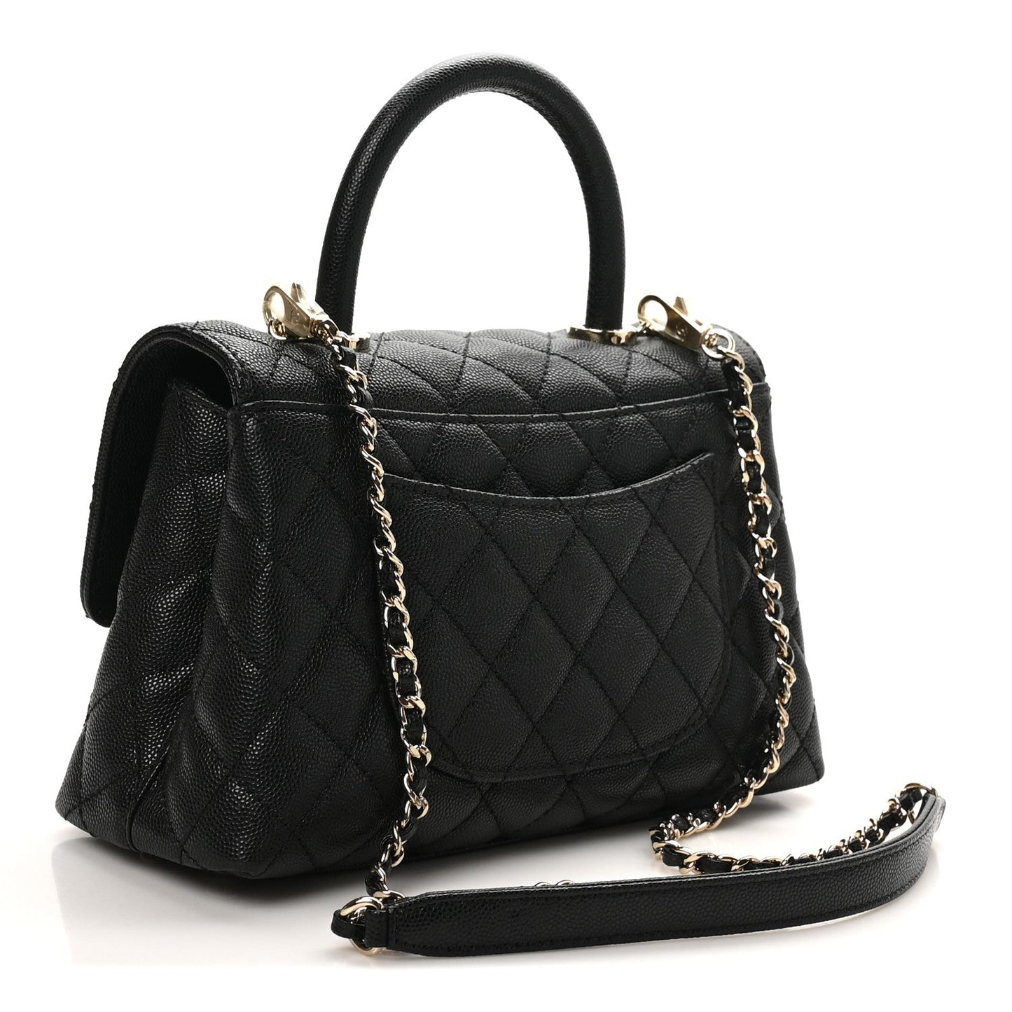 Caviar Quilted Mini Coco Handle Flap Black Black