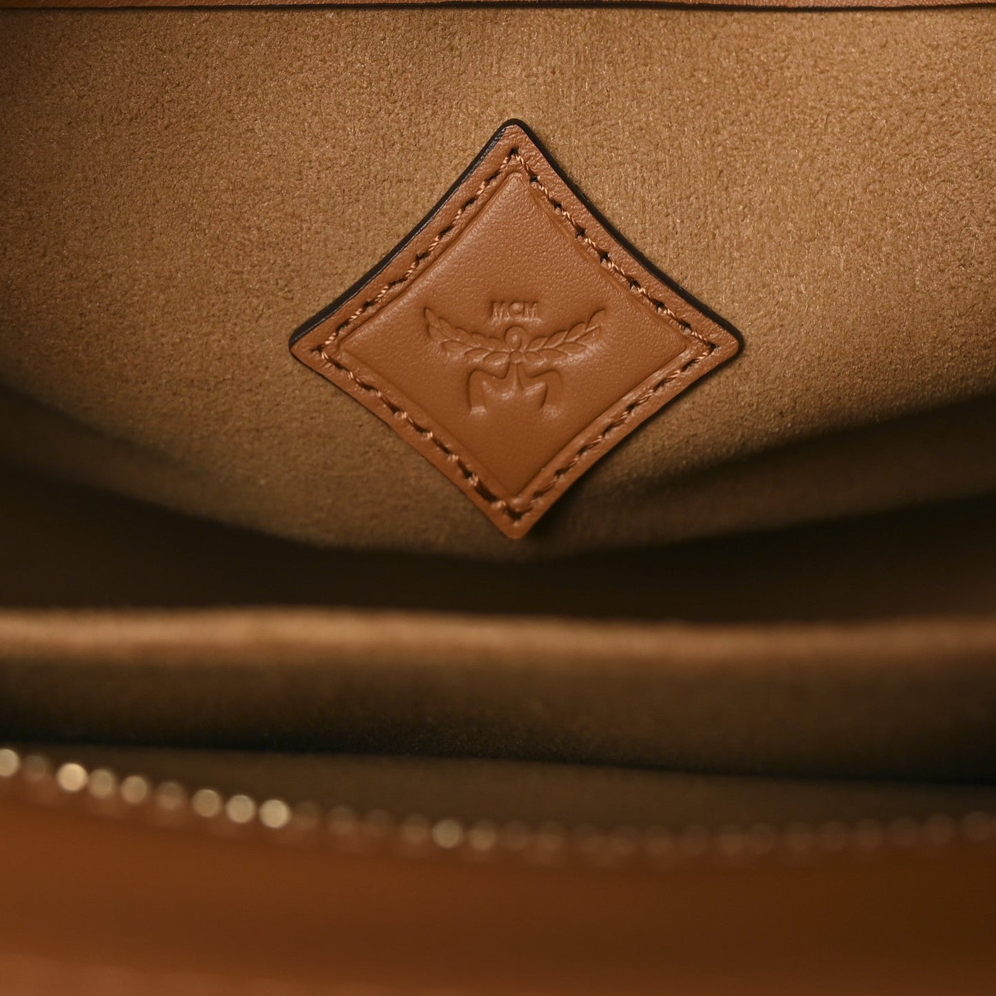 Visetos Calfskin Medium Diamond Tote Cognac