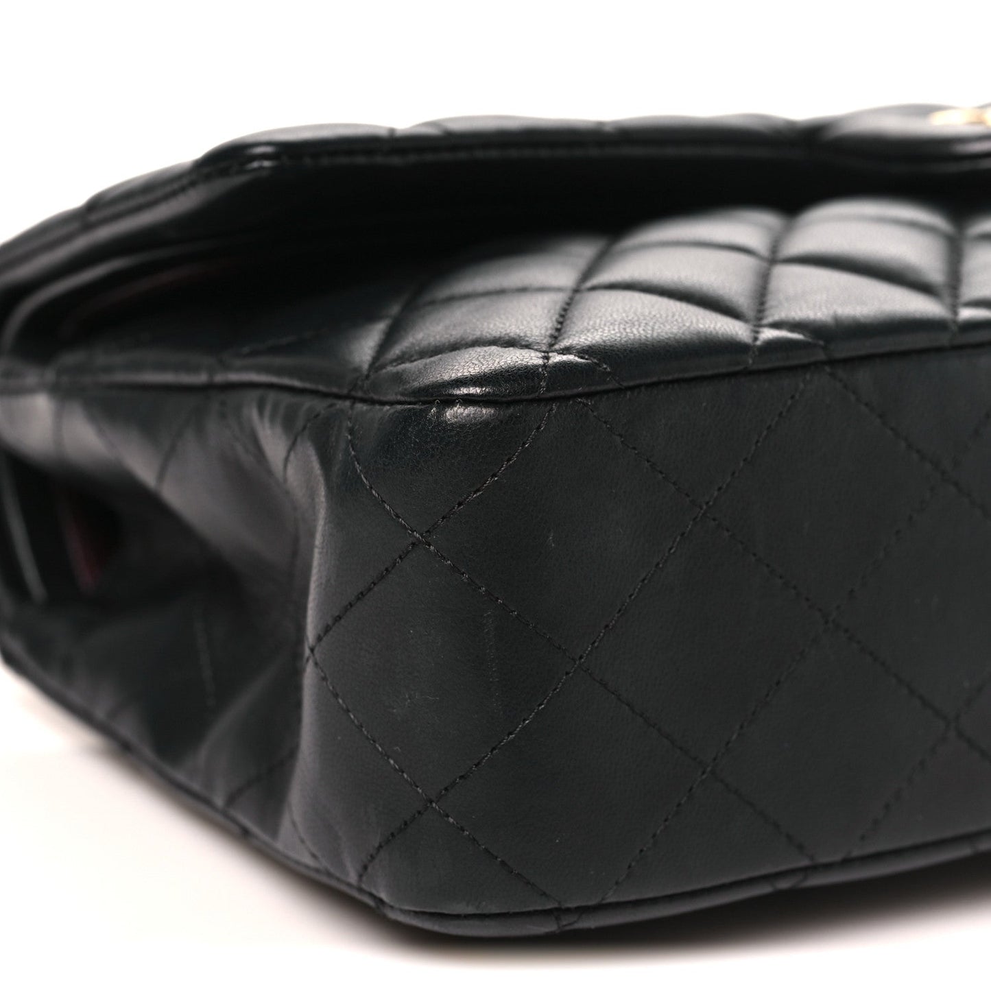 Lambskin Quilted Medium Double Flap Black