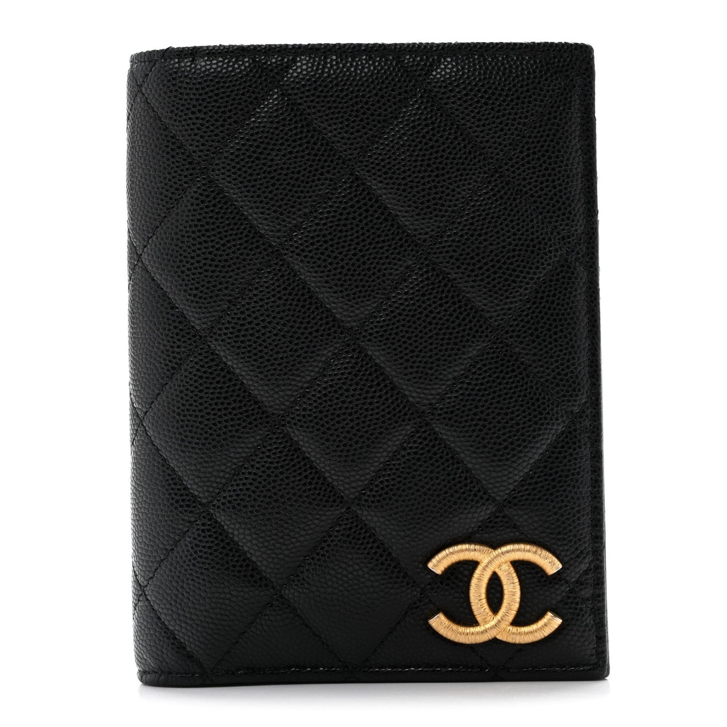 Caviar Quilted CC Passport Holder Black