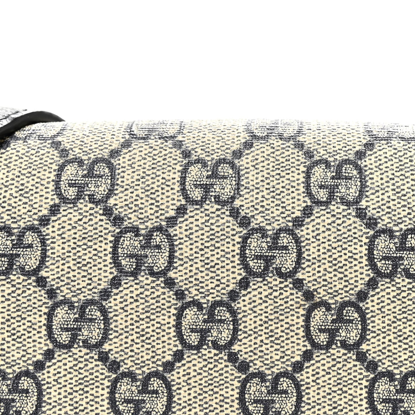 GG Supreme Monogram Textured Dollar Calfskin Web Medium Blondie Top Handle Shoulder Flap Bag Beige Blue