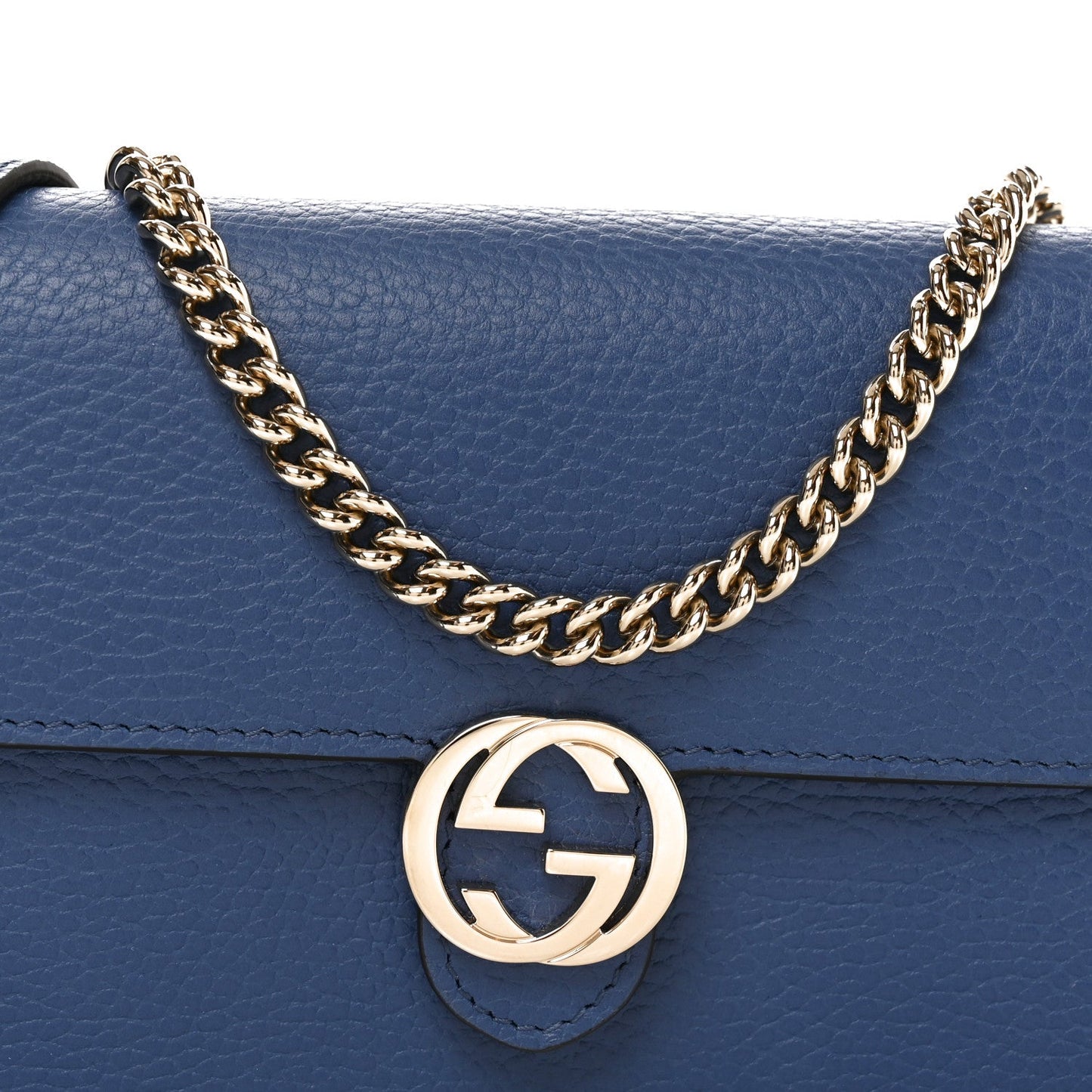 Dollar Calfskin Interlocking G Chain Wallet Caspian