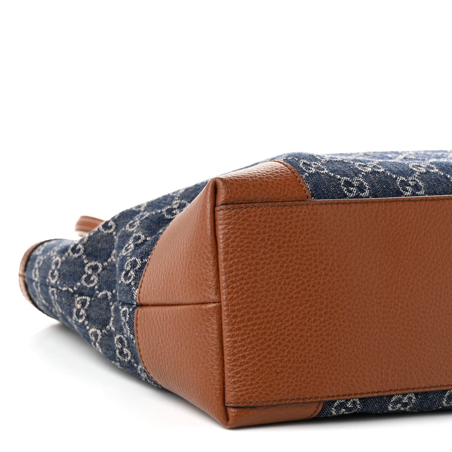 New Denim GG Monogram Medium Ophidia Shopping Tote Blue Tea Cuir