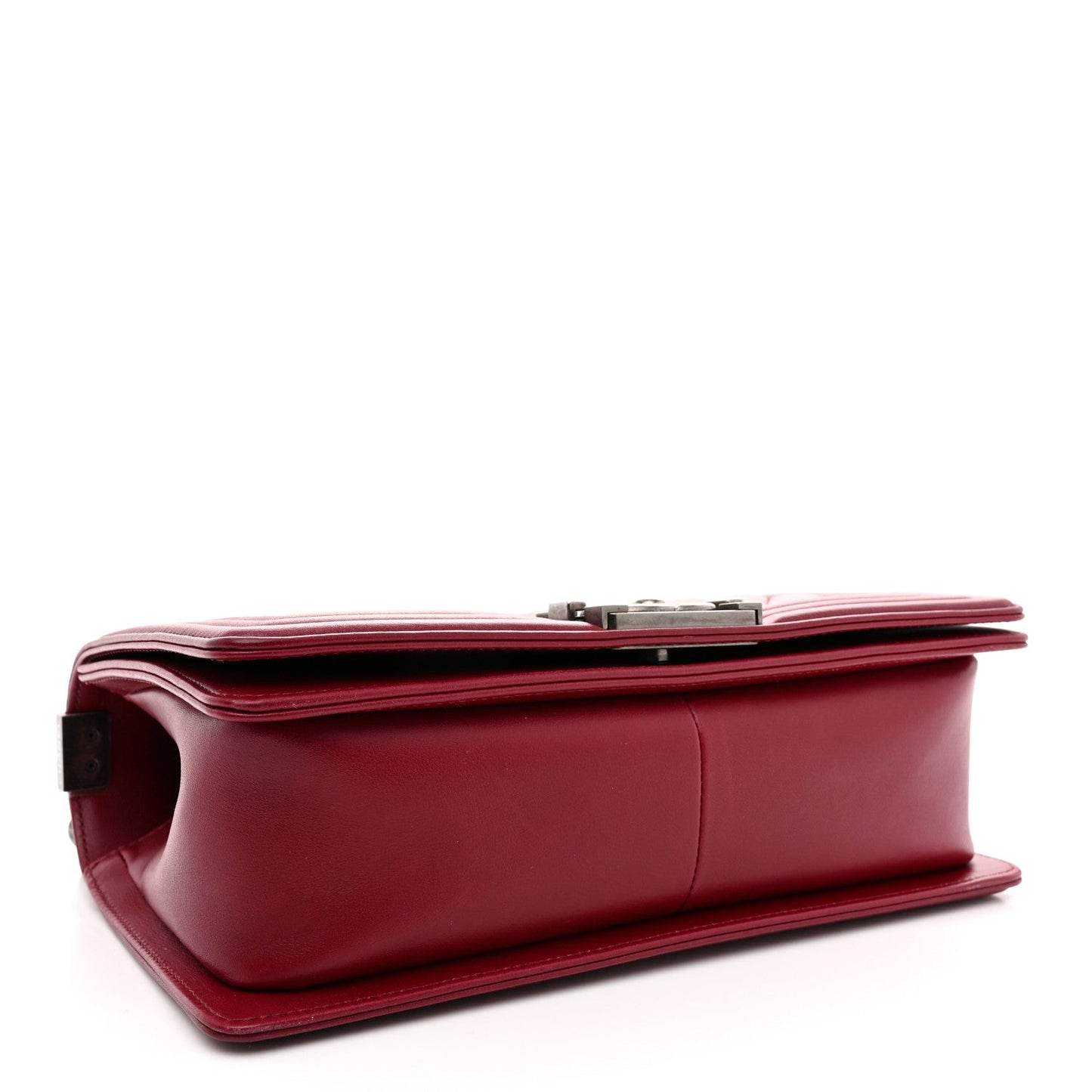 Calfskin Chevron Quilted Medium Boy Flap Burgundy