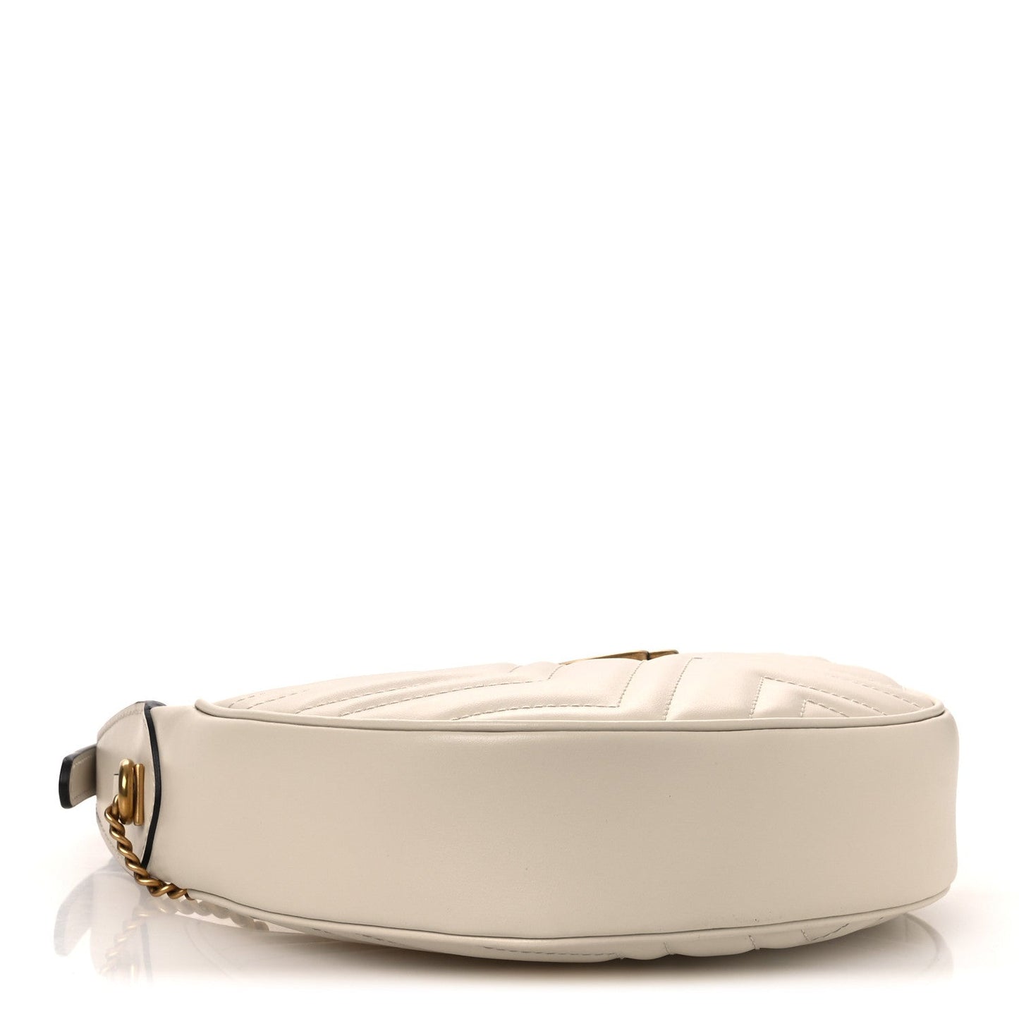 Calfskin Matelasse Chevron Mini GG Marmont Half Moon Hobo Mystic White