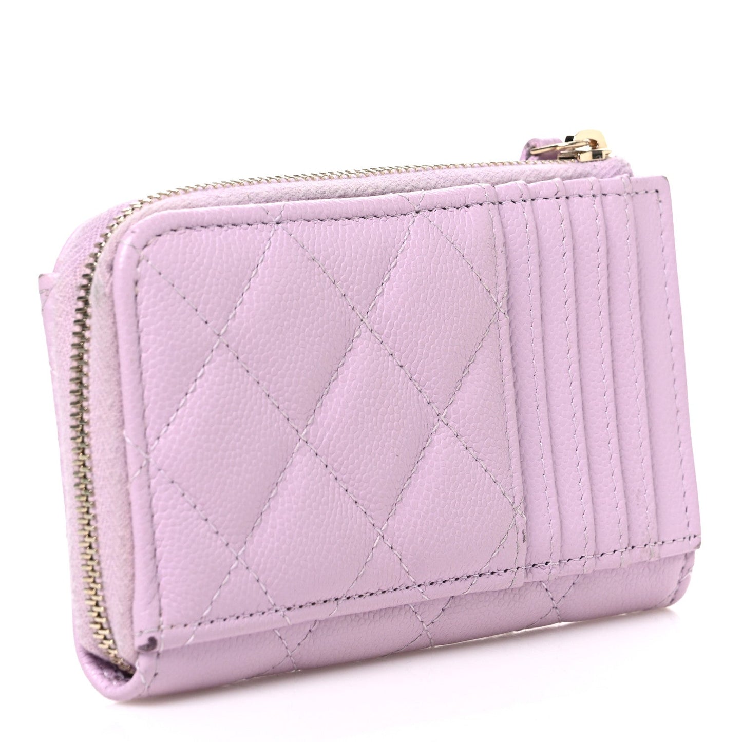 Caviar Quilted CC Zip Around Card Holder Light Pink Light Pink