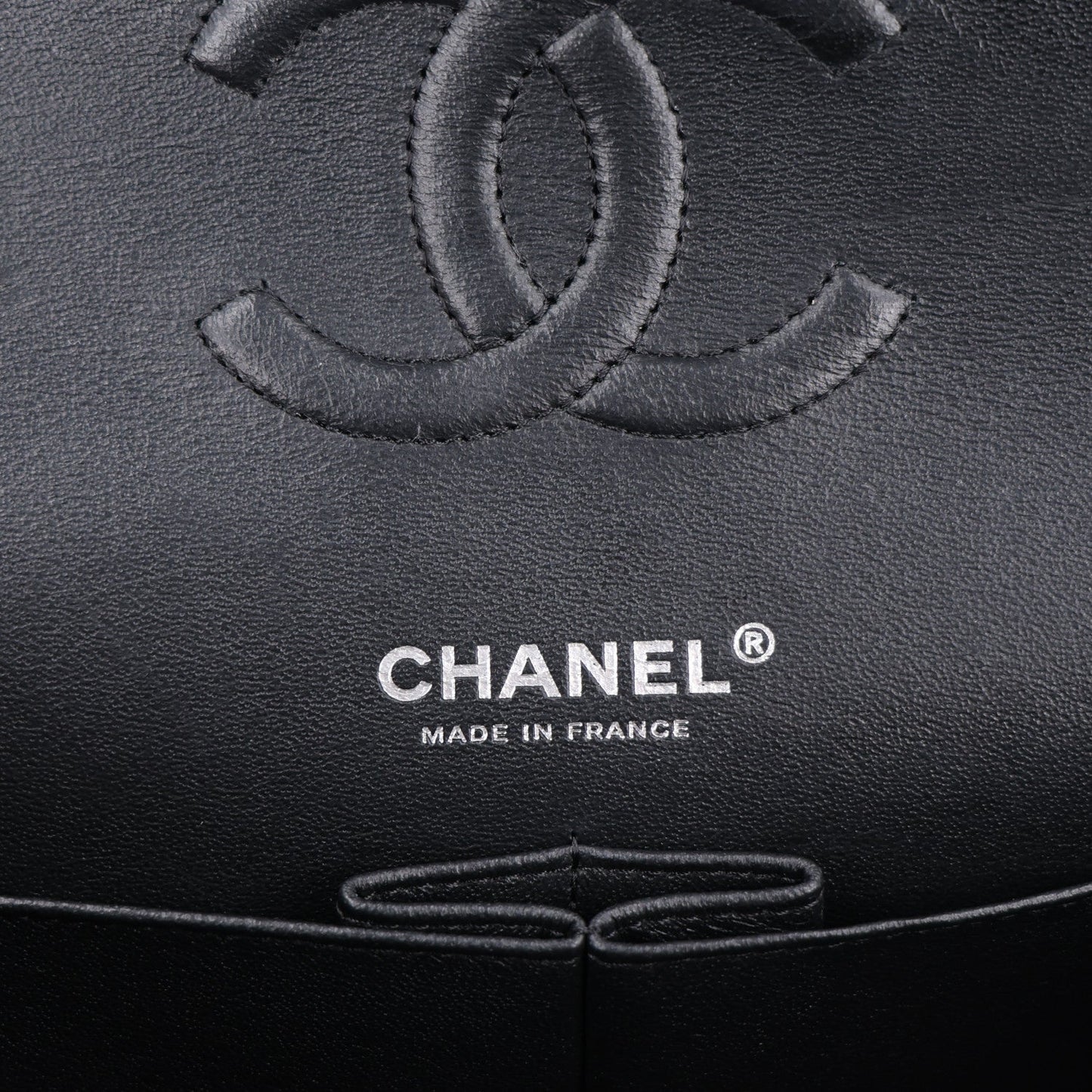 Shiny Crumpled Calfskin Quilted Medium Double Flap So Black