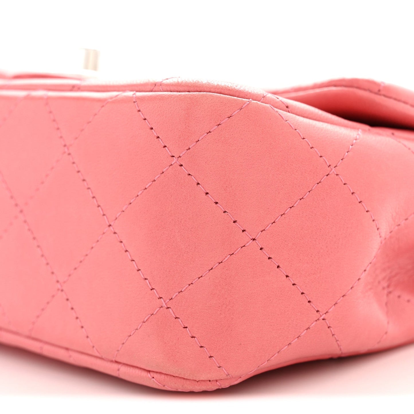 Lambskin Quilted Mini Rectangular Flap Pink