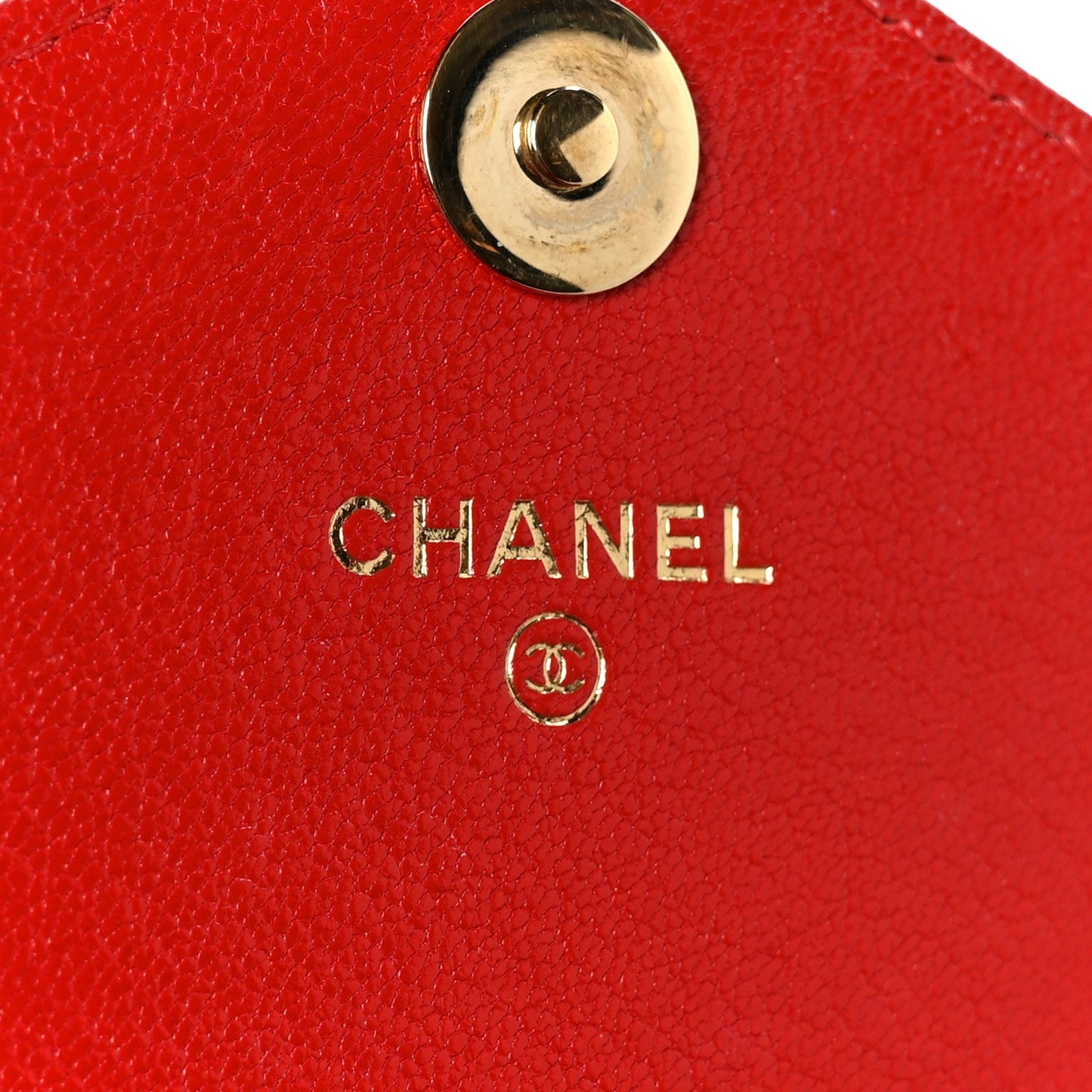 Goatskin Chevron Quilted Statement Wallet On Chain WOC Red