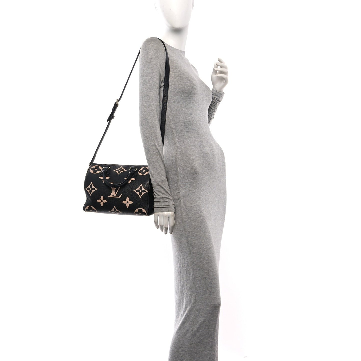 Empreinte Monogram Giant Speedy Bandouliere 25 Black Beige
