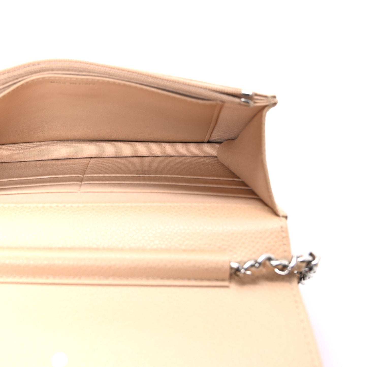 Caviar Quilted Wallet on Chain WOC Beige