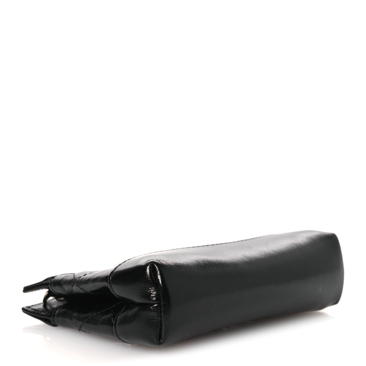 Shiny Lambskin Quilted Micro 31 Clutch With Chain Black