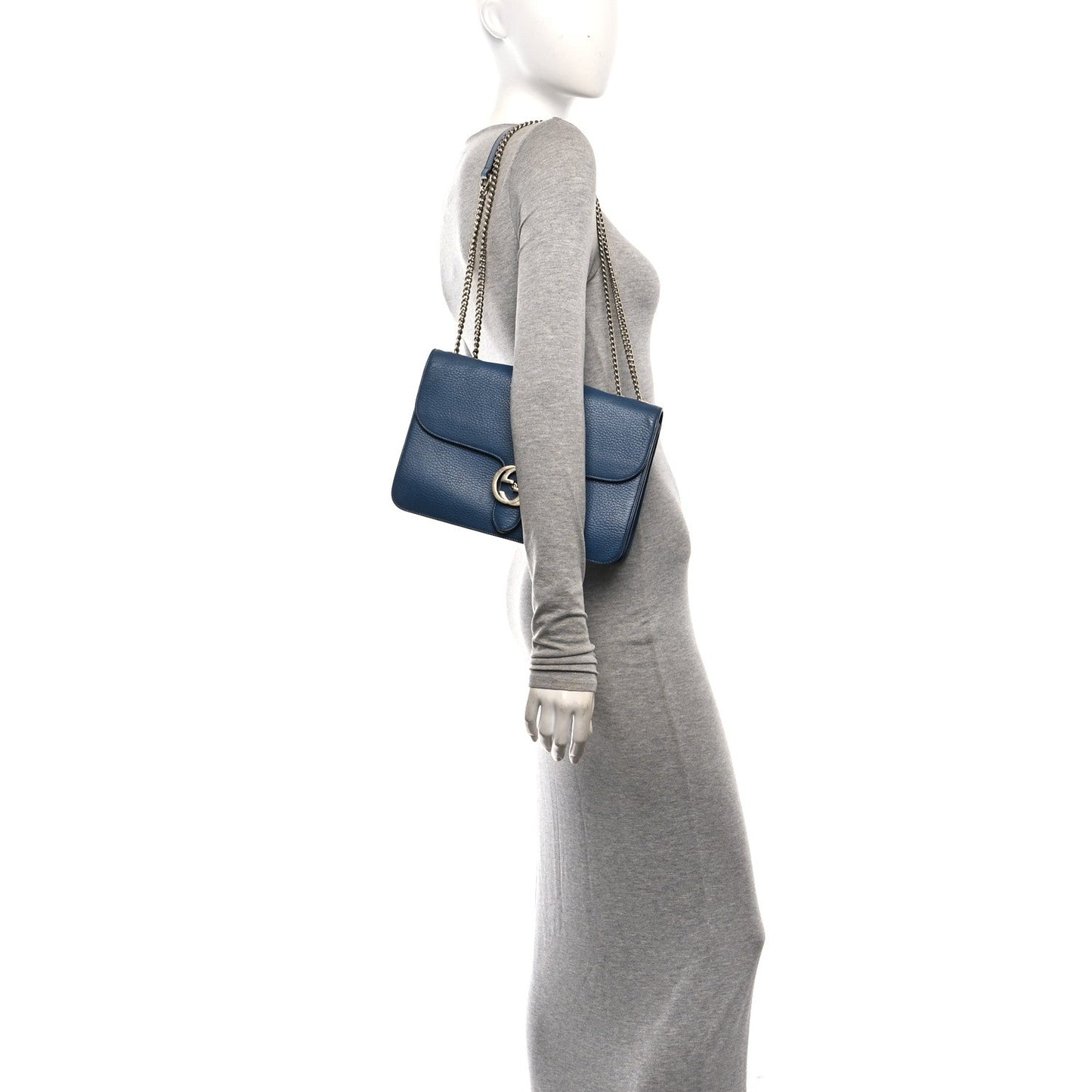 Dollar Calfskin Small Interlocking G Shoulder Bag Caspian