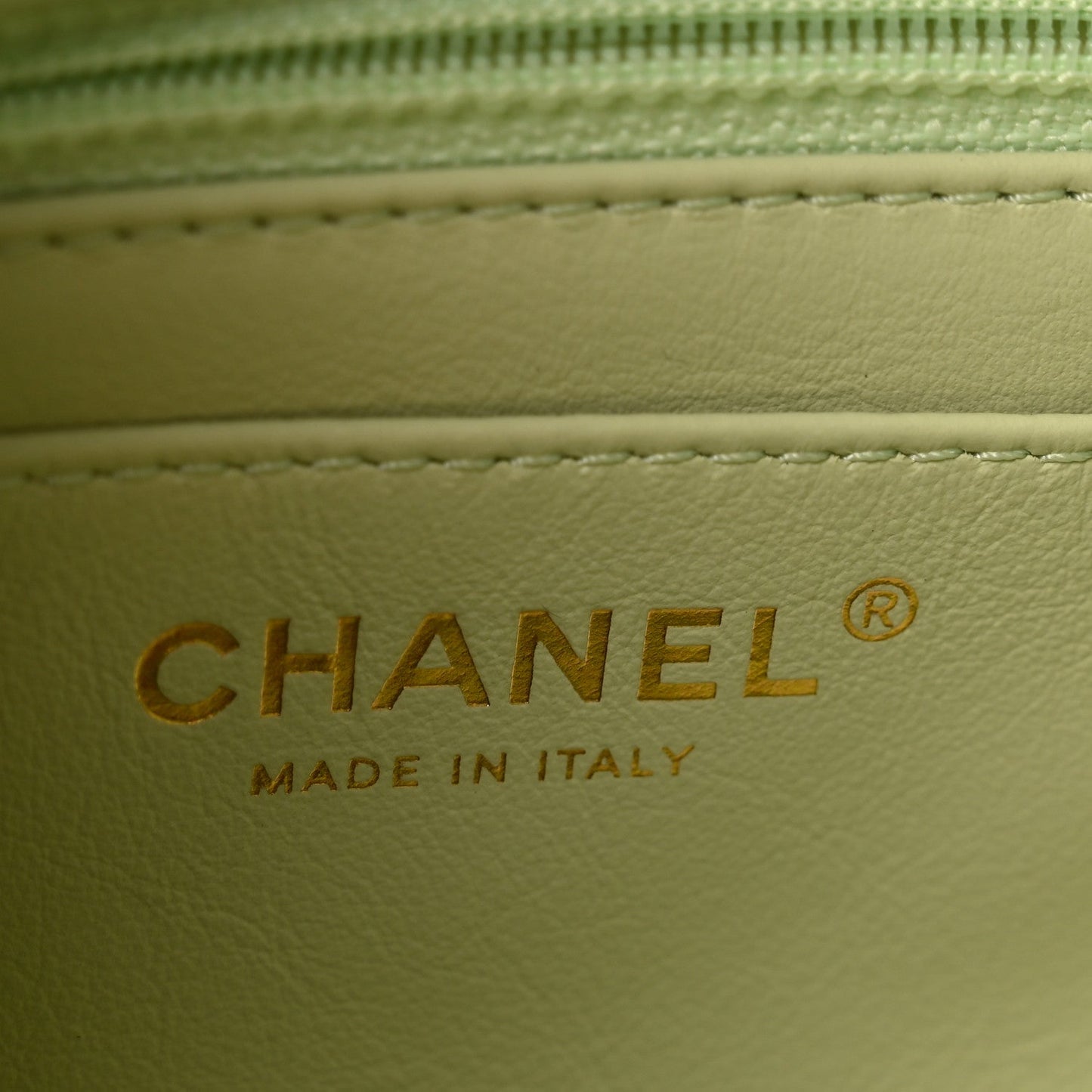 Lambskin Quilted Mini Pearl Crush Flap Light Green
