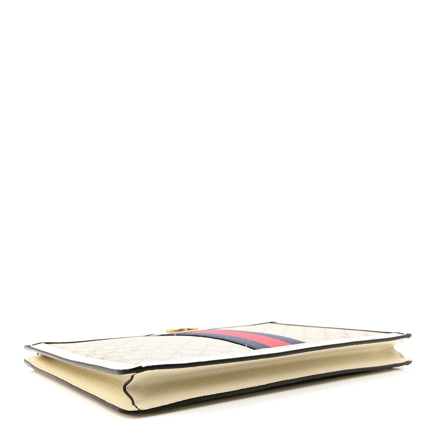 GG Supreme Monogram Web Ophidia Portfolio Pouch Beige Ebony Mystic White