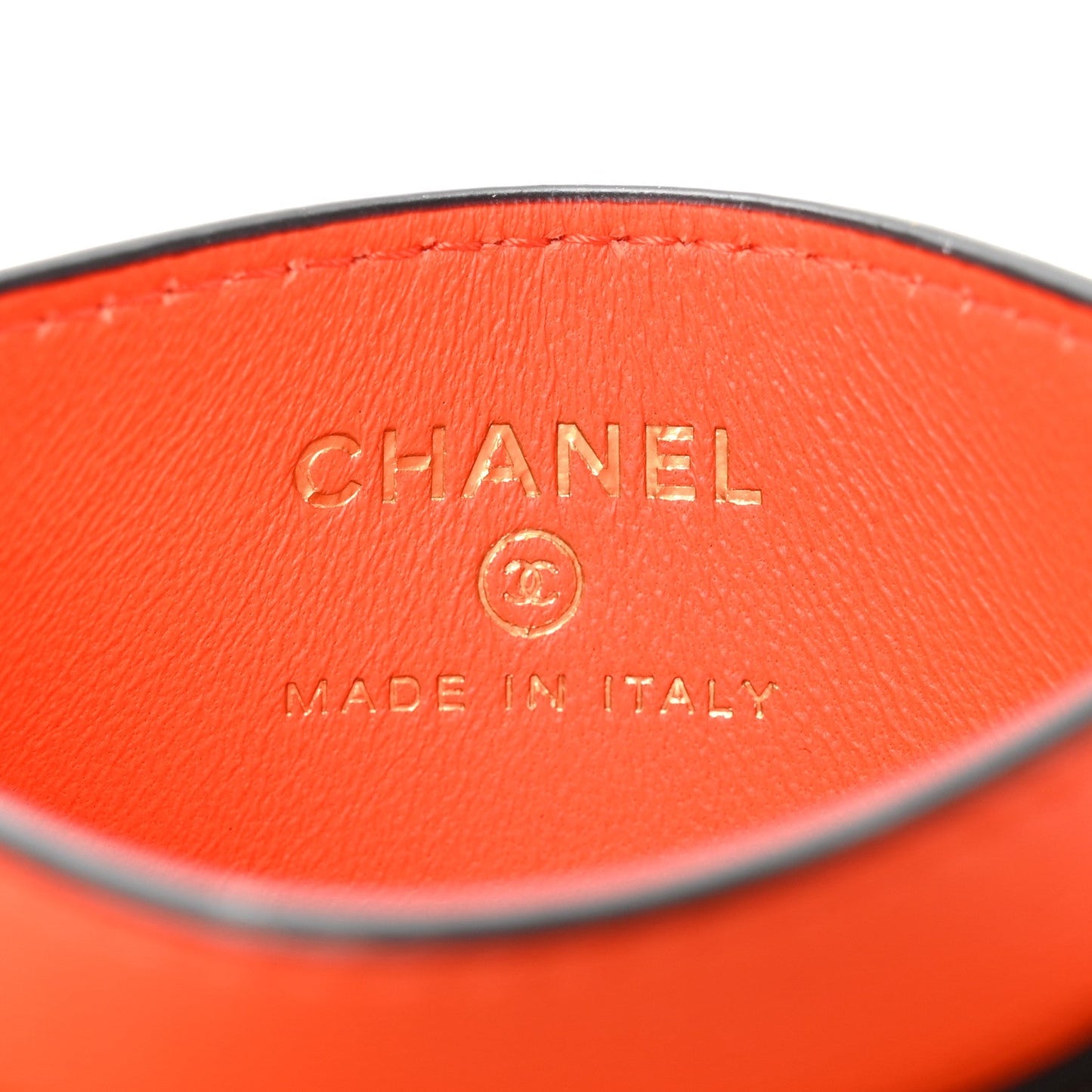 Lambskin Coco Beach Card Holder Orange White Black