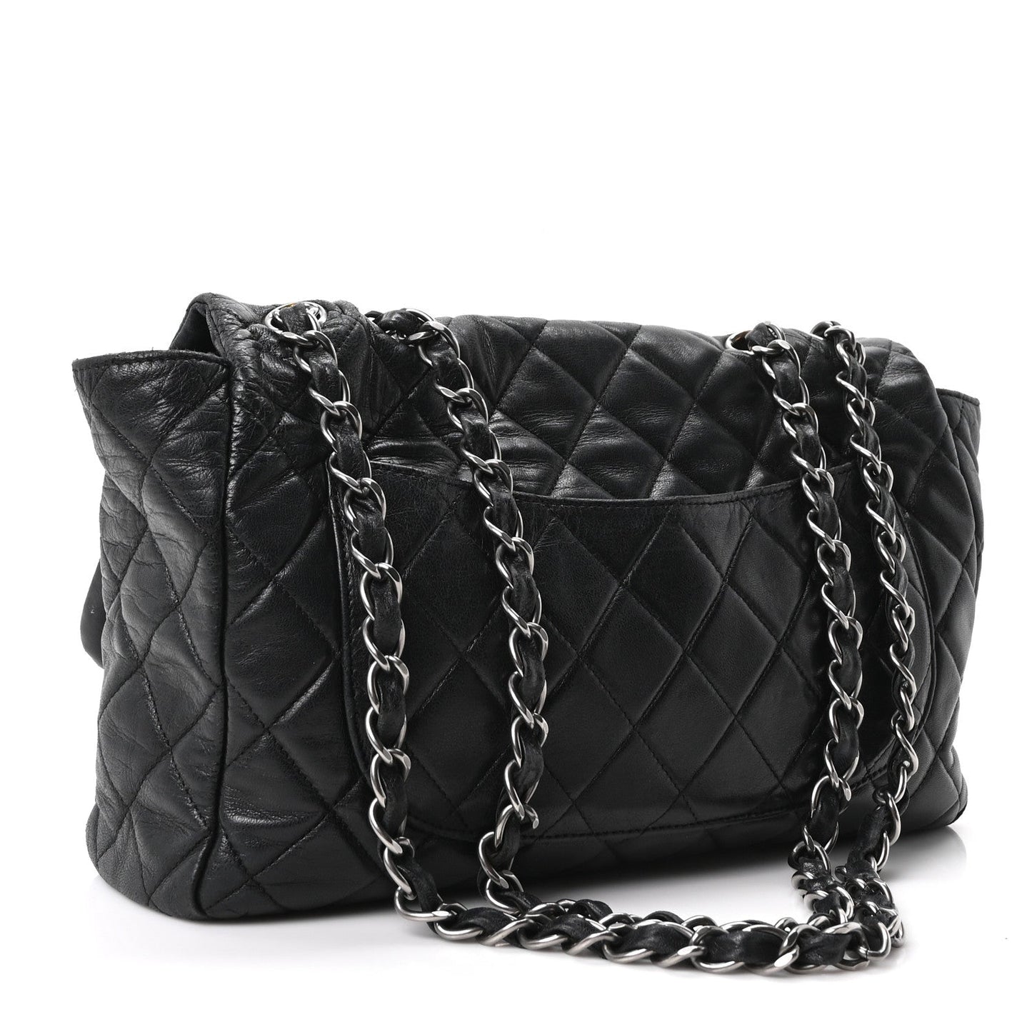 Lambskin Quilted Jumbo Single Flap Black