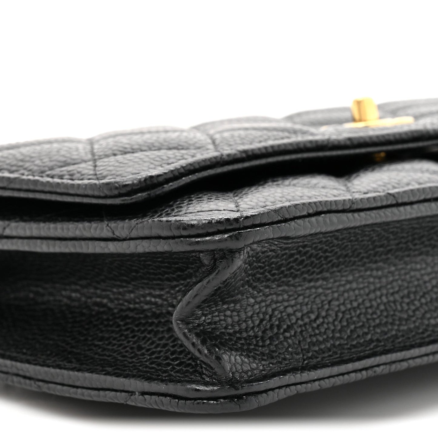 Caviar Quilted CC Turnlock Wallet On Chain WOC Black