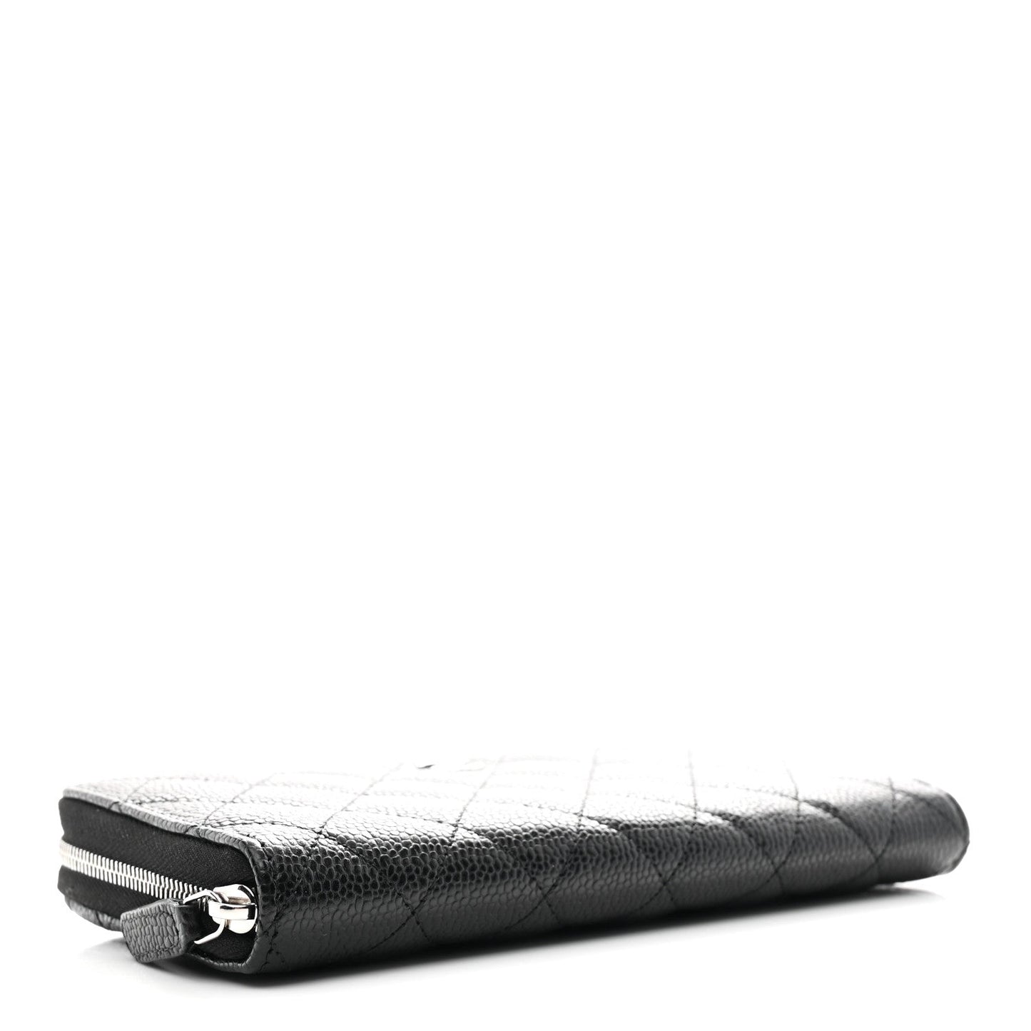 Caviar Quilted Large Gusset Zip Around Wallet Black