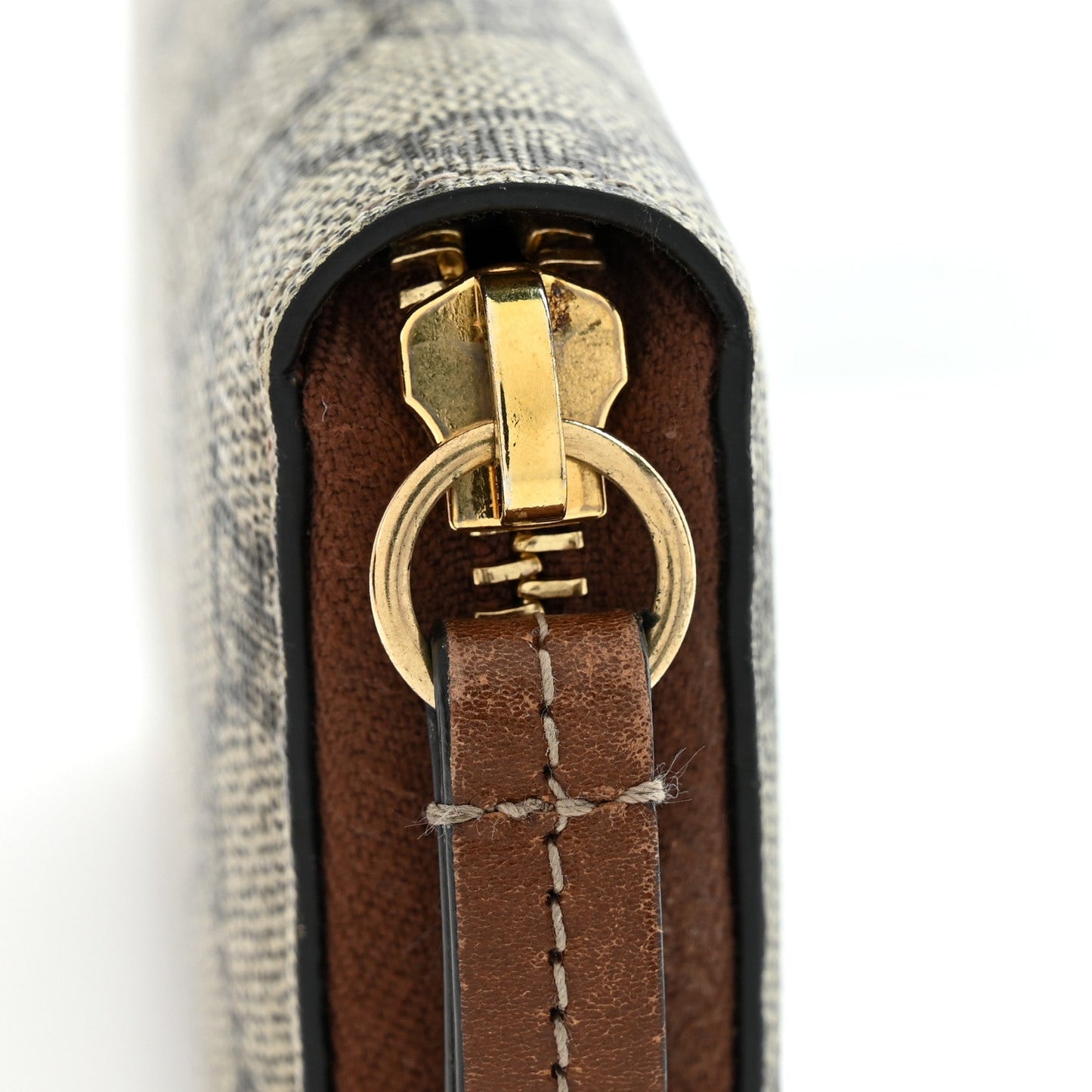 GG Supreme Monogram Cuoio Toscano Zip Around Wallet Beige Ebony Cuir