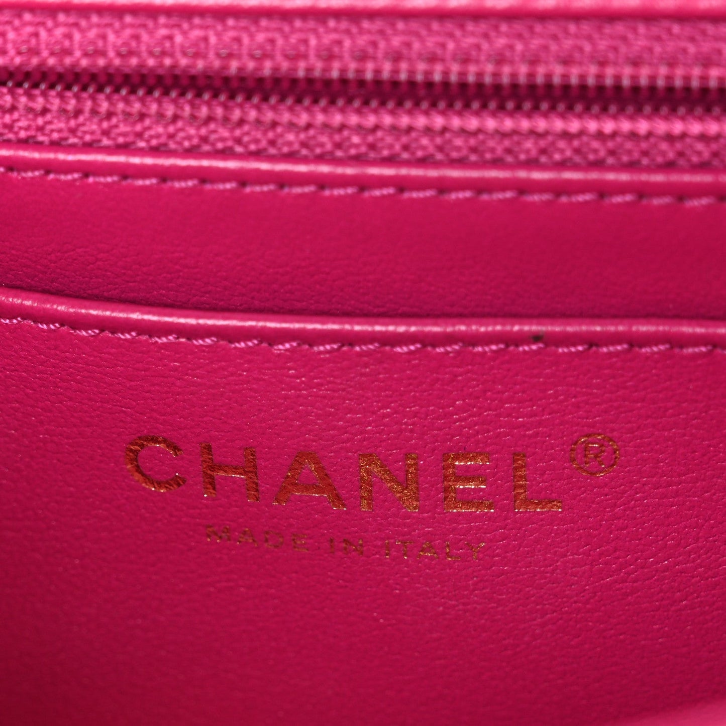 Lambskin Quilted Mini Crystal Top Handle Rectangular Flap Dark Pink